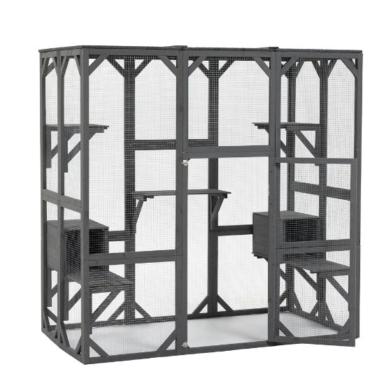Outdoor Cat House Wooden Cat Cage With Shroud Gizmokings Warehouse