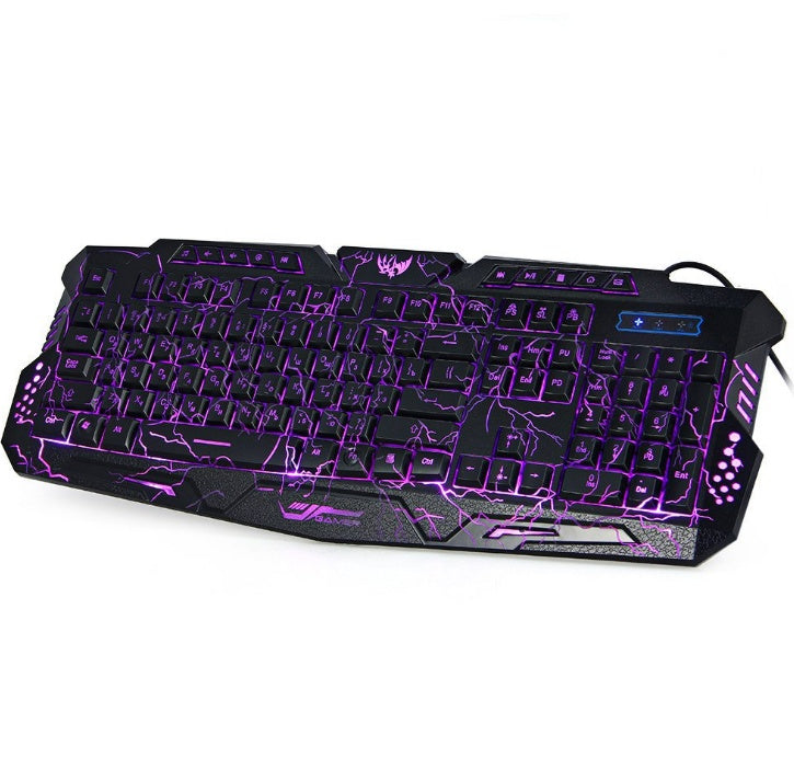 J10 tricolor backlight wired gaming keyboard set colorful luminous gaming mouse keyboard Russian keyboard Gizmokings Warehouse