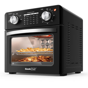 Geek Chef Air Fryer 10QT, Countertop Toaster Oven, 4 Slice Toaster Air Fryer Oven Warm, Broil, Toast, Bake, Air Fry, Oil-Free, Black Stainless Steel, Perfect For Countertop, Ban On Amazon Gizmokings Warehouse