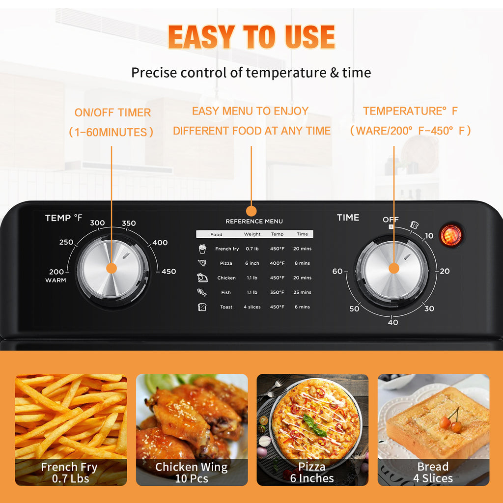 Geek Chef Air Fryer 10QT, Countertop Toaster Oven, 4 Slice Toaster Air Fryer Oven Warm, Broil, Toast, Bake, Air Fry, Oil-Free, Black Stainless Steel, Perfect For Countertop, Ban On Amazon Gizmokings Warehouse