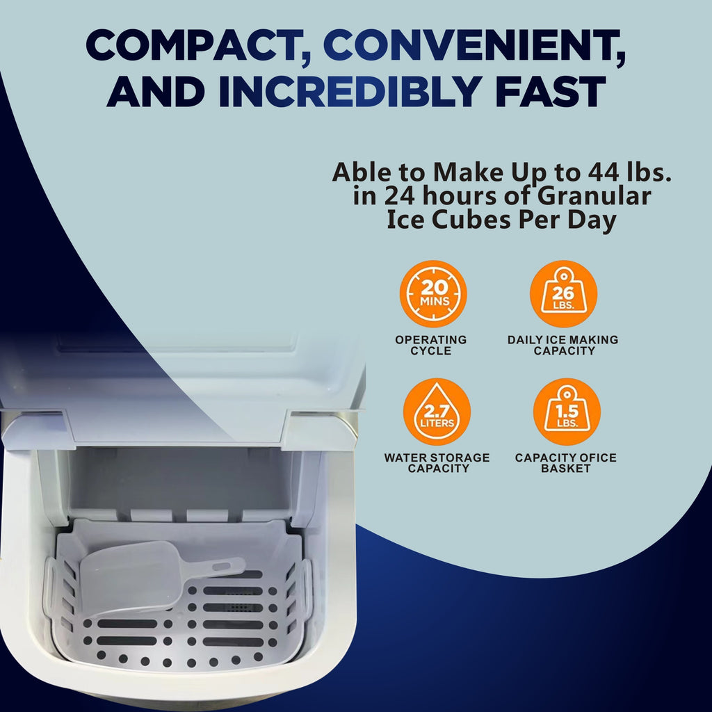 Ice Maker Ice Maker Countertop 44LBS Ice Maker Home Use Outdoor Use Ice Maker 20KG Compact Ice Maker With Ice Scoop & Basket, Ideal For Home Use Party Camping Gizmokings Warehouse