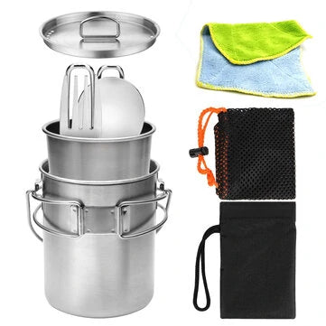 26oz Stainless Steel Camping Water Cup & Travel Cooking Set - Outdoor Picnic Utensils Gizmokings Warehouse