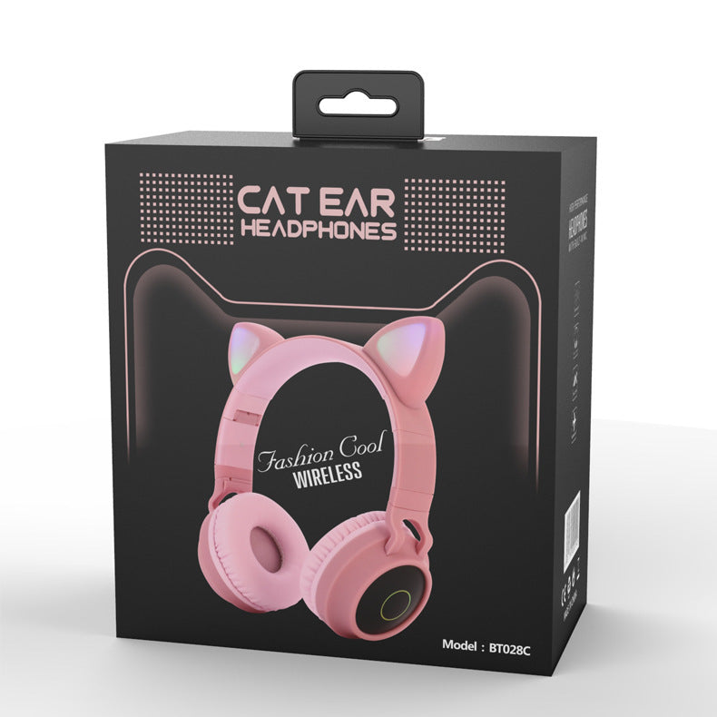 LED Light Cat Ear Headphones Wireless Bluetooth 5.0 Headset Portable Foldable Kids Headphone With Microphone Best Gift Gizmokings Warehouse