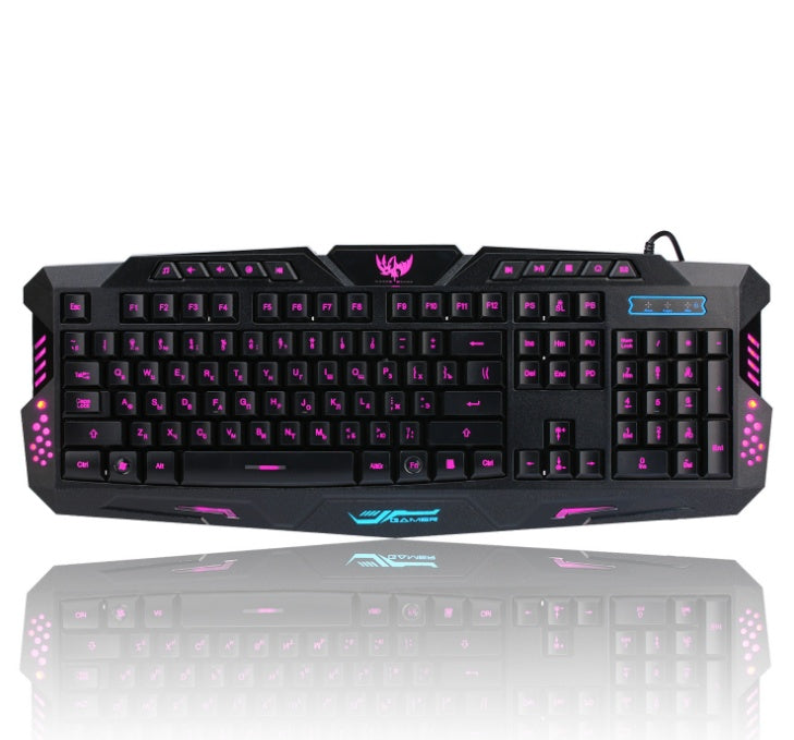 J10 tricolor backlight wired gaming keyboard set colorful luminous gaming mouse keyboard Russian keyboard Gizmokings Warehouse
