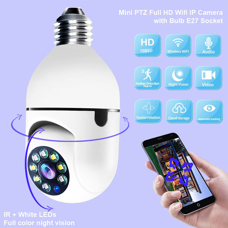 WiFi CAMERA 1080P Bulb 4X Zoom Camera E27 Home 5GWiFi Alarm Monitor Gizmokings Warehouse