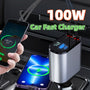 Metal Car Charger 100W Super Fast Charging Car Cigarette Lighter USB And TYPE-C Adapter Gizmokings Warehouse
