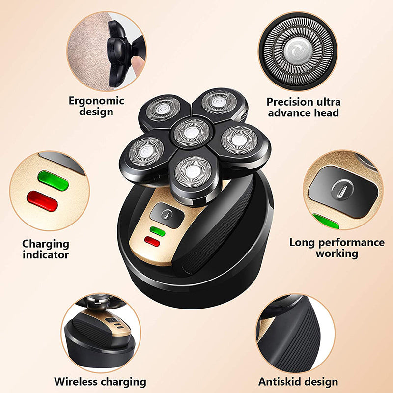 5-in-1 Rechargeable Electric Shaver for Men – 5 Blade Razor, Head Shaver, Beard & Nose Hair Trimmer Gizmokings Warehouse
