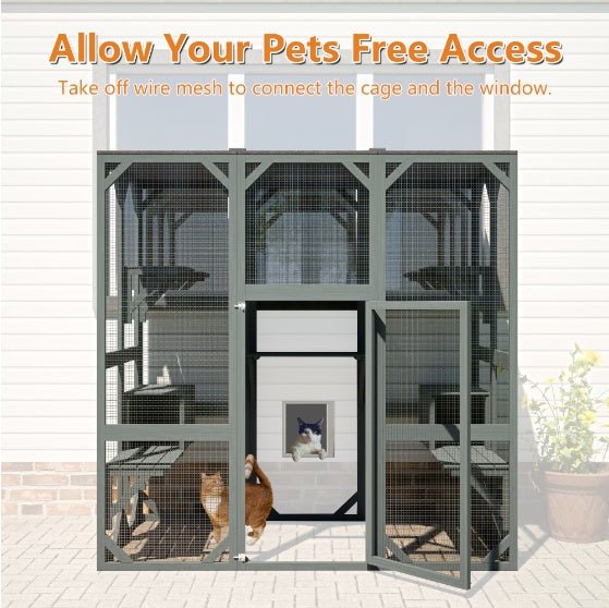 Outdoor Cat House Wooden Cat Cage With Shroud Gizmokings Warehouse