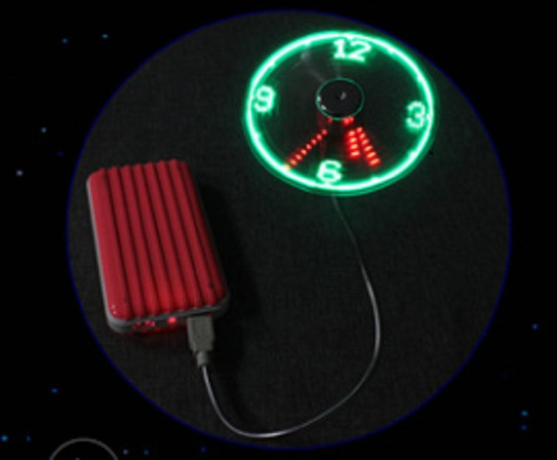 USB Fan Adjustable Mini Flexible Fan LED Light Time Clock Desktop Cool Gadget Time Display Gizmokings Warehouse