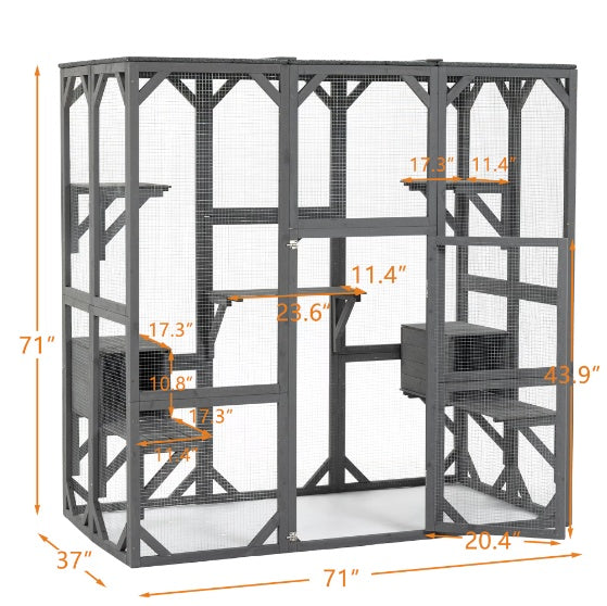 Outdoor Cat House Wooden Cat Cage With Shroud Gizmokings Warehouse