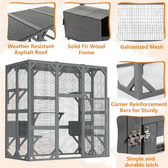 Outdoor Cat House Wooden Cat Cage With Shroud Gizmokings Warehouse