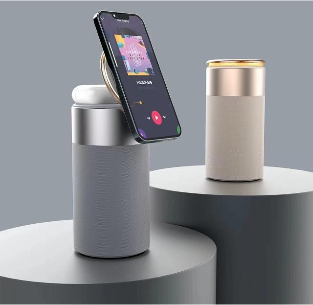 3-in-1 Wireless Charger & Bluetooth Speaker with Touch Lamp for iPhone & AirPods – Portable Home & Office Essential Gizmokings Warehouse