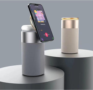 3-in-1 Wireless Charger & Bluetooth Speaker with Touch Lamp for iPhone & AirPods – Portable Home & Office Essential Gizmokings Warehouse